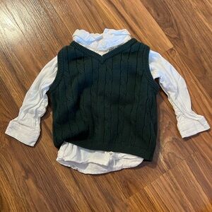 H&M Green and White Button Down Shirt